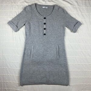 M&S Autograph Cashmere Wool Blend Knitted Jumper Dress US 8 Gray with Pockets